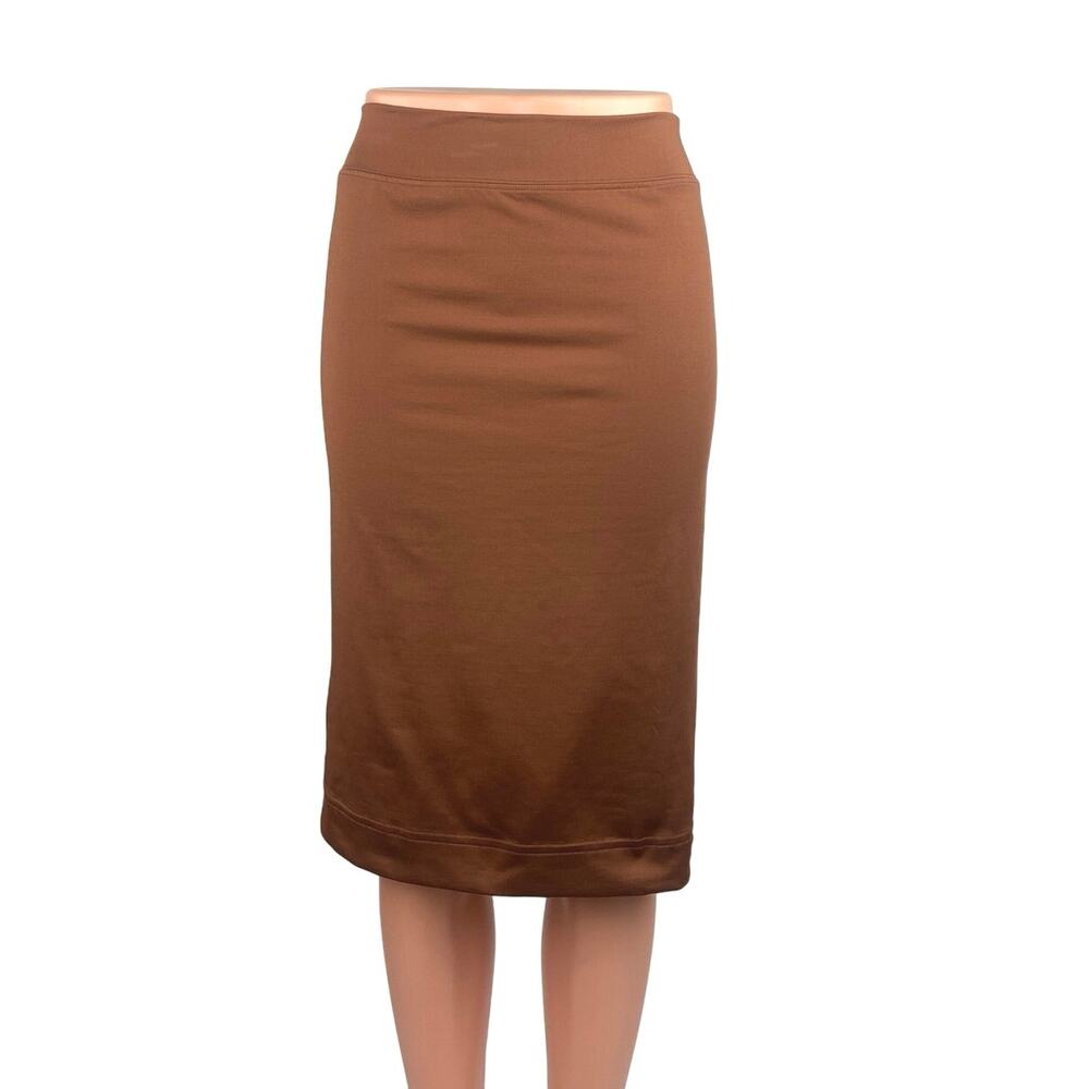 Kikiriki Women's Brown High Waisted Pull On Straight Pencil Midi Skirt Size S